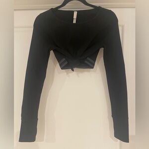 Free People Movement Black Long Sleeve Crop Top